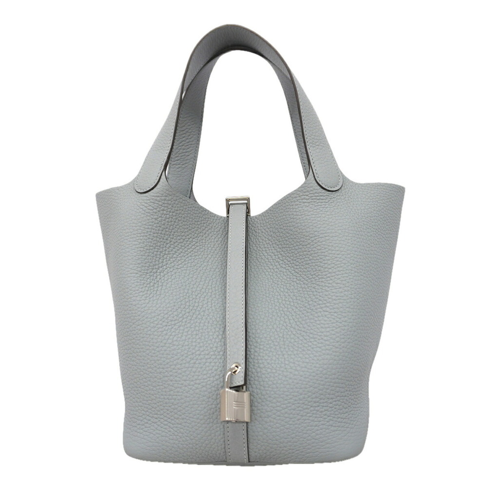 Hermes Picotin Lock MM handbag, Taurillon Clemence leather, Gris Pantin, K st...